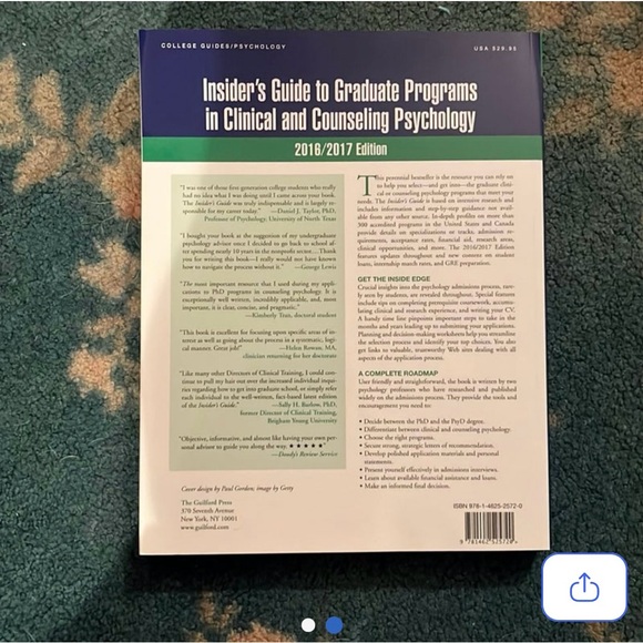 Insider's Guide to Graduate Programs in Clinical and Counseling Psychology book - Picture 2 of 2